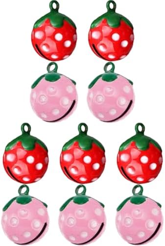 10pcs Strawberry Shape Bells for Jewelry and Decor