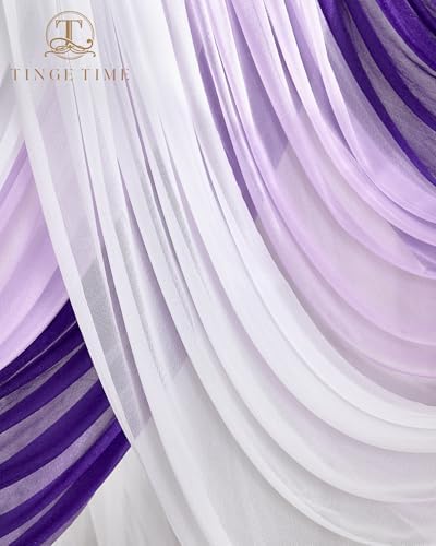 TINGE TIME 3 Panels Gradient Purple Chiffon Wedding Arch Drapery
