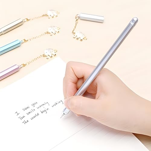 12Pcs Cute Gel Ink Pens with Elephant Pendant