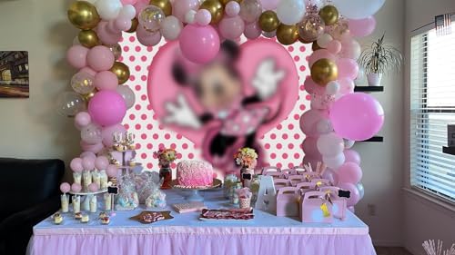 Pink Mouse Baby Shower Backdrop 7x5ft White Birthday Party Background for Girls