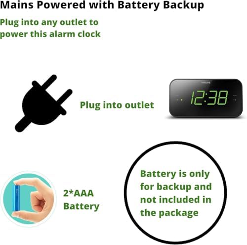 Philips Dual Alarm Clock Radio with FM Sleep Timer and Battery Backup - Black