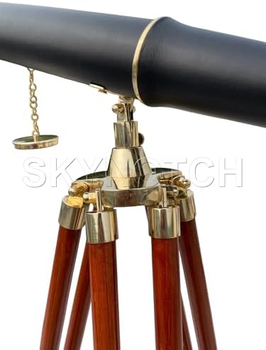 SKYNOTCH Nautical Brass Double Barrel Binocular With 62 Inch Wooden Stand