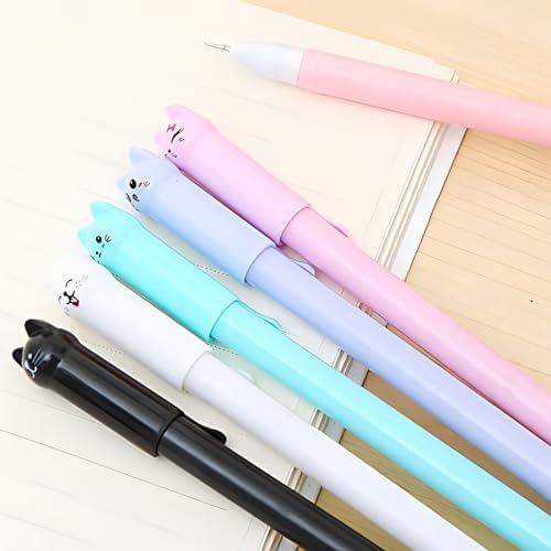 12Pcs Cute Cat Design Gel Ink Pens for Kids and Adults