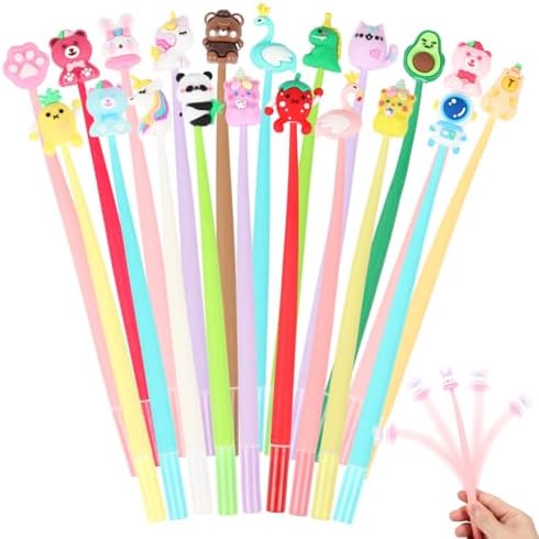 20pcs Cute Gel Ink Wiggle Pens with Kawaii Character Toppers