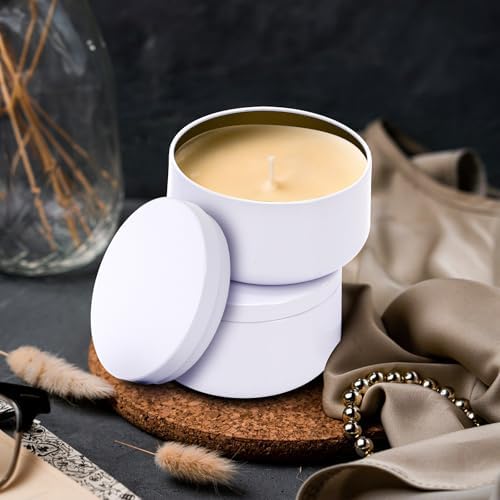 ZENFUN 24 Pack White Candle Tins with Lids