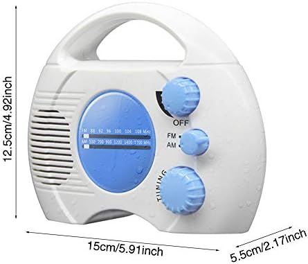 Portable AMFM Shower Radio with Waterproof Design and Built-in Speaker