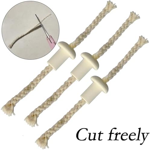 Round Cotton Kerosene Lamp Wicks with Ceramic Holder - 10Pcs