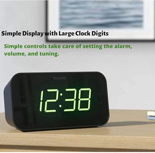 Philips Dual Alarm Clock Radio with FM Sleep Timer and Battery Backup - Black