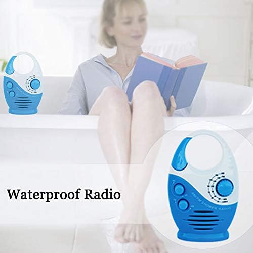 Shower Radio Waterproof Hanging AM FM Radio with Adjustable Volume Blue