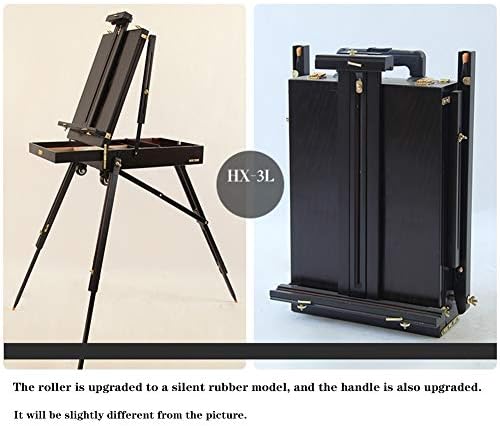Wooden Oil Painting Easel Folding Sketch Box with Wheels Red