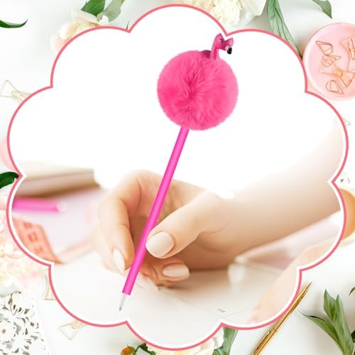 Zuazaor 3 Piece Colorful Fluffy Flamingo Pens