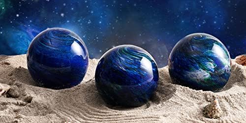 Hand Blown Glass Ocean Waves Planet Figurine Desk Paperweight