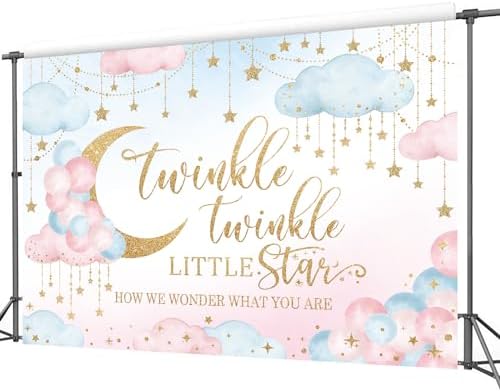 Homewelle Twinkle Twinkle Little Star Gender Reveal Backdrop 7x5 Feet
