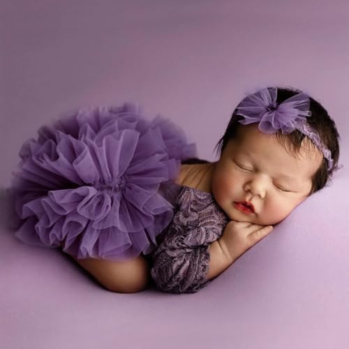 Vomdrok Newborn Girl Photography Romper with Headband