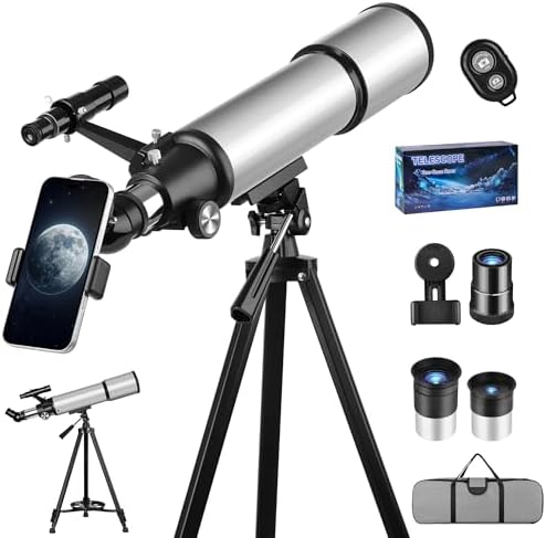 90mm Aperture Refractor Telescope with 2 Eyepieces Carry Bag Phone Adapter