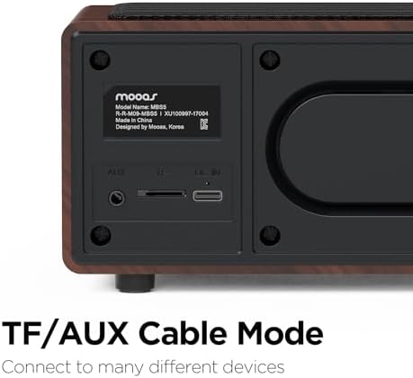 mooas Retro Bluetooth Radio Speaker with Clock and Wireless Charger