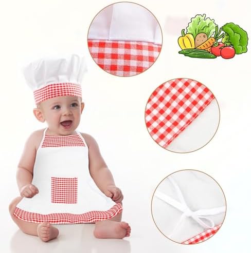 2PCS Baby Chef Costume with Apron and Hat for 6-24 Months