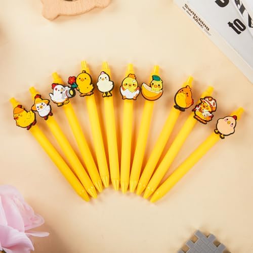 10 Pcs Cute Chicken Theme Ballpoint Pens for Kids and Office Use