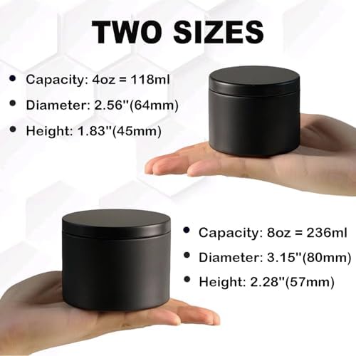 24PCS Black Candle Tins with Lids for Candle Making