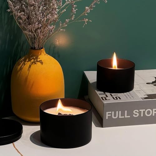 24PCS Black Candle Tins with Lids for Candle Making