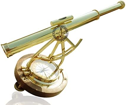 Stark Export House Brass Alidate Chrome Telescope Binoculars with Compass