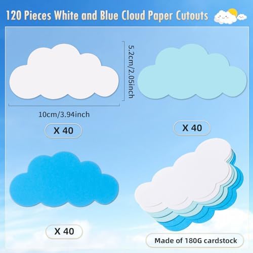 MixTeach 120 Piece Cloud Cutouts for Classroom Decorations