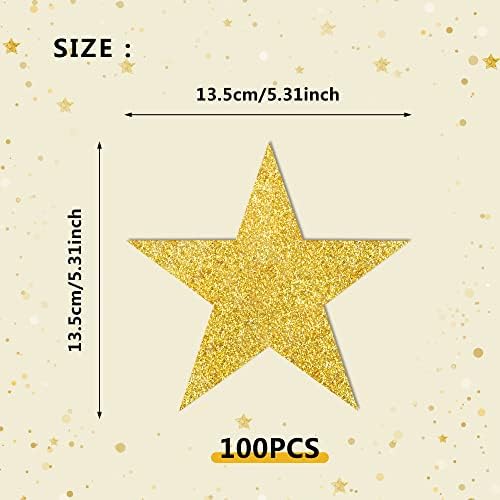 100 PCS Glitter Gold Star Cutouts for Party Decorations