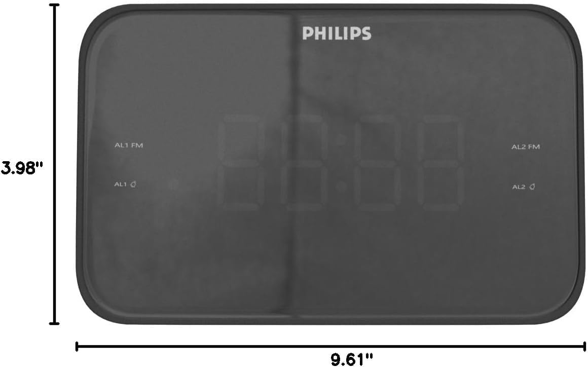 Philips Dual Alarm Clock Radio with FM Sleep Timer and Battery Backup - Black