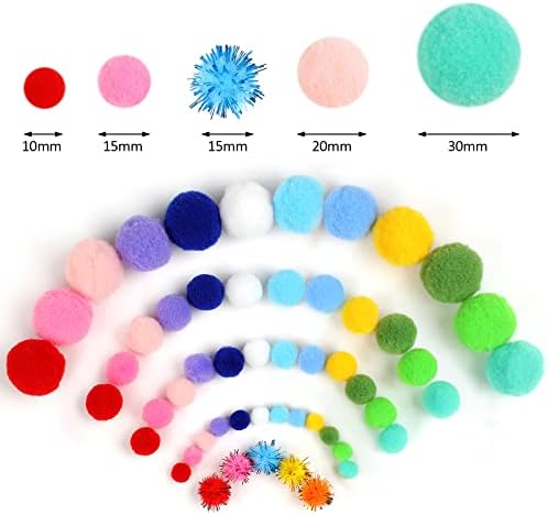 Phinus 900PCS Multicolor Pom Poms for Crafts