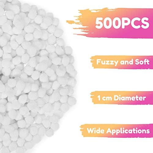 Caydo 500 White Pom Poms for Crafts and DIY