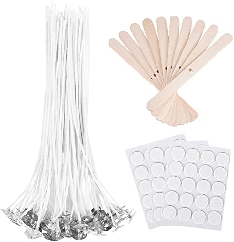 Antunihood Candle Wicks 100 Pcs with 60 Stickers and 10 Wooden Holders