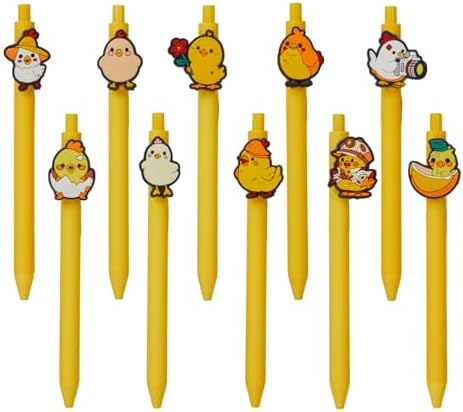 10 Pcs Cute Chicken Theme Ballpoint Pens for Kids and Office Use