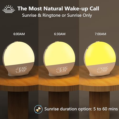 MASSII 2025 Upgraded Sunrise Alarm Clock with 17 Nightlights and 5W Bluetooth Speaker