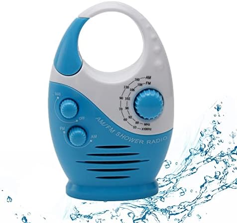 Shower Radio Waterproof Hanging AM FM Radio with Adjustable Volume Blue