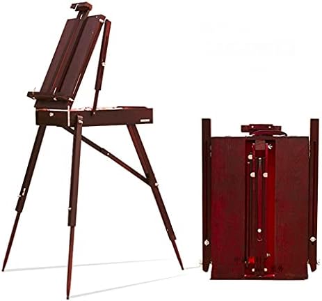 EliteBloom Red Adjustable Wooden Sketching Easel Box