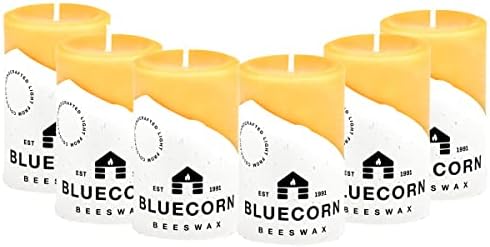 Bluecorn Beeswax 100 Pure Pillar Candles 6-Pack