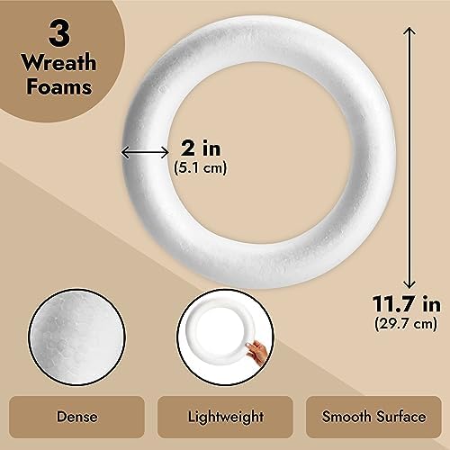 Juvale Foam Wreath Forms 3 Pack 2 Inch