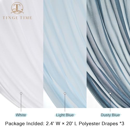 TINGE TIME 3 Panels Gradient Blue Chiffon Wedding Arch Drapes