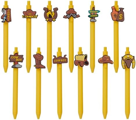 12 Pcs Western Cowboy Theme Ballpoint Pens with Funny Retractable Design