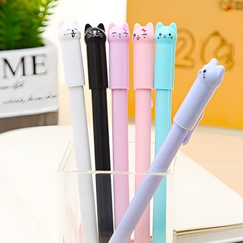 12Pcs Cute Cat Design Gel Ink Pens for Kids and Adults