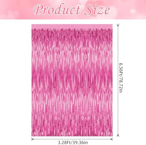 3 Pack Pink Tinsel Backdrop Decorations