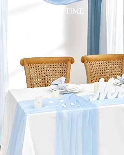 TINGE TIME 3 Panels Gradient Blue Chiffon Wedding Arch Drapes