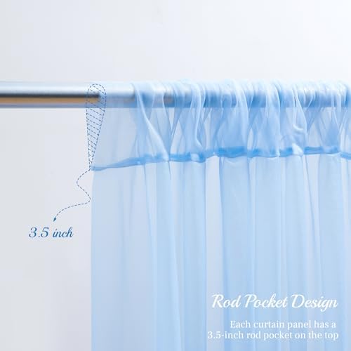 10x10ft Baby Blue Tulle Backdrop with String Lights for Parties