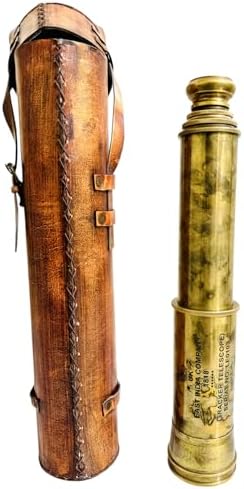 32 Inches Solid Brass Telescope with Antique Leather Cover