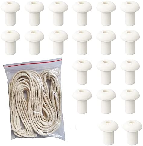 20 Pcs Ceramic Oil Lamp Holders with 50 Feet Cotton Wicks