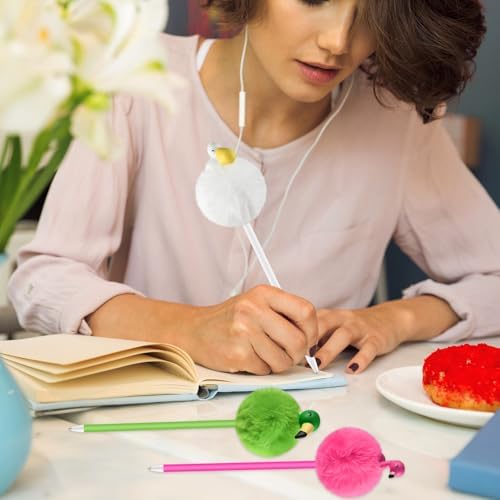 Zuazaor 3 Piece Colorful Fluffy Flamingo Pens