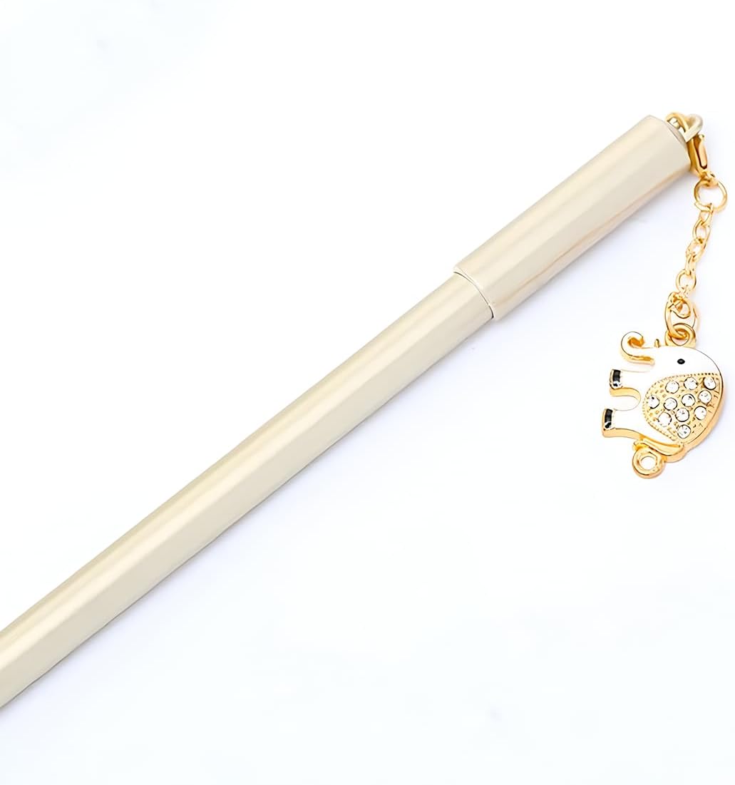 12Pcs Cute Gel Ink Pens with Elephant Pendant