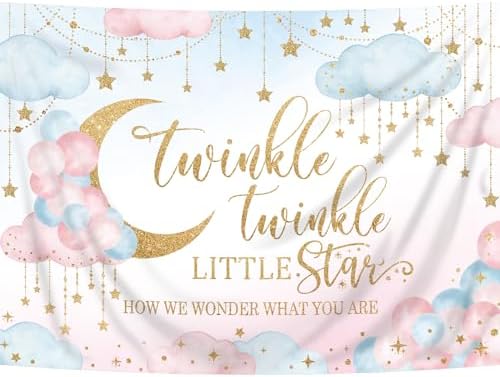 Homewelle Twinkle Twinkle Little Star Gender Reveal Backdrop 7x5 Feet