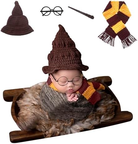 4PCS Newborn Wizard Costume Props Set