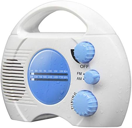 Portable AMFM Shower Radio with Waterproof Design and Built-in Speaker